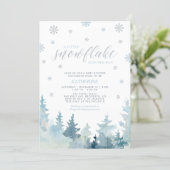Silver & Blue | Snowflake Winter Boy Baby Shower Invitation (Standing Front)