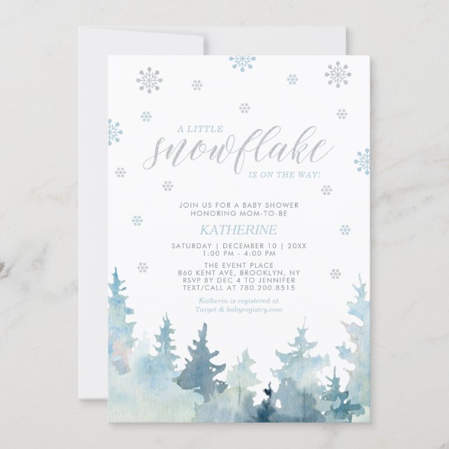 Silver & Blue | Snowflake Winter Boy Baby Shower Invitation (Front)