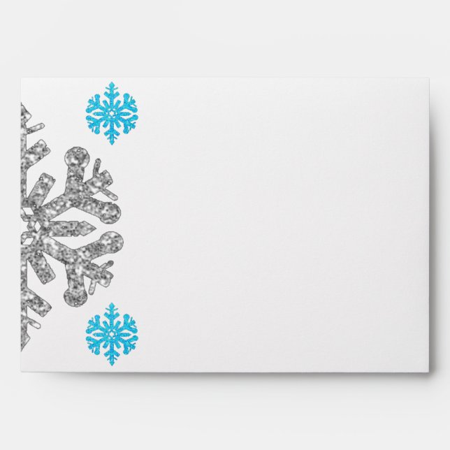 Silver Blue Snowflake Winter Envelope (Front)