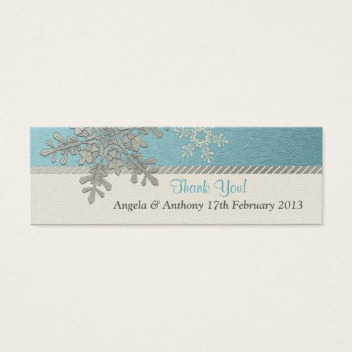 Customizable Silver Blue Snowflake Winter Wedding Favor Tags Business Card Templates