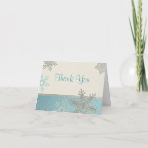 Silver Blue Snowflake Winter Wedding Thank You Card