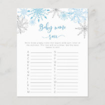 Silver blue snowflakes baby name race game