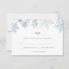 Silver Blue Snowflakes Christmas Winter Wedding RSVP Card