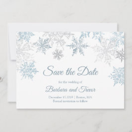 Silver Blue Snowflakes Christmas Winter Wedding Save The Date