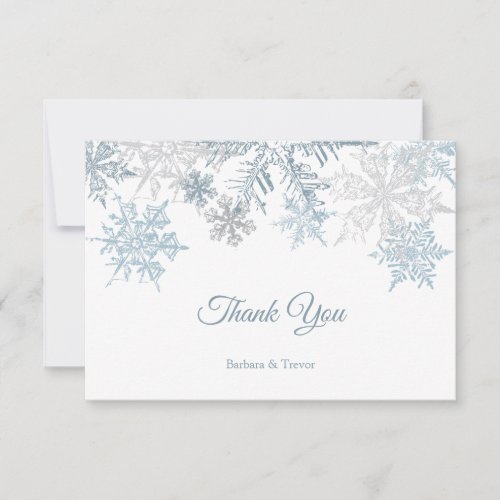 Silver Blue Snowflakes Christmas Winter Wedding Thank You Card