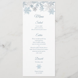 Silver Blue Snowflakes Elegant Winter Christmas Menu