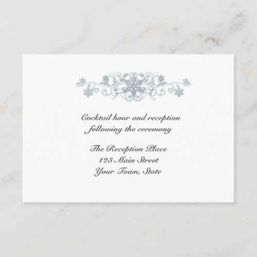 Silver Blue Snowflakes Reception Card Announcements