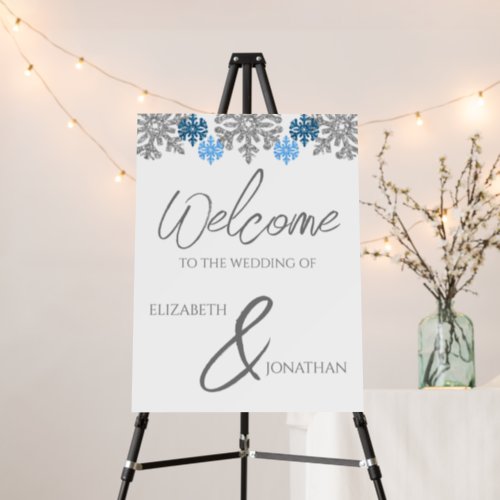 Silver Blue Snowflakes Winter Wedding Foam Board