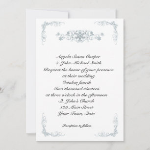 Silver Blue Snowflakes Winter Wedding Invitation