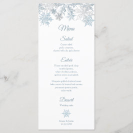 Silver Blue Snowflakes Winter Wedding Rackcard Menu