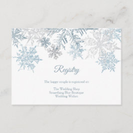 Silver Blue Snowflakes Winter Wedding Registry Enclosure Card