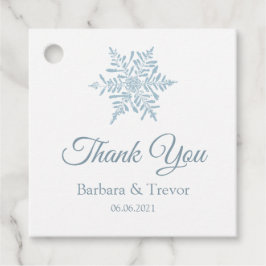 Silver Blue Snowflakes Winter Wedding Thank You Favor Tags