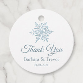 Silver Blue Snowflakes Winter Wedding Thank You Favor Tags