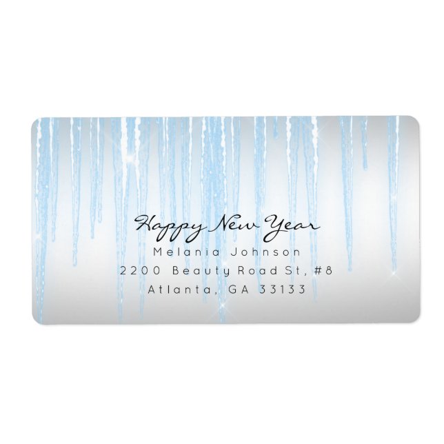 Silver Blue Sparkling Icicles Label (Front)