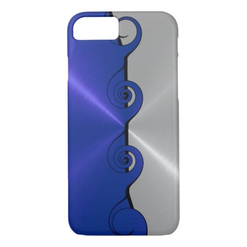 Silver Blue Stainless Metallic Swirl Pattern 2 iPhone 87 Case
