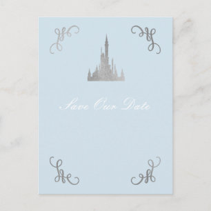Silver & Blue Storybook Princess Save the Date Postcard
