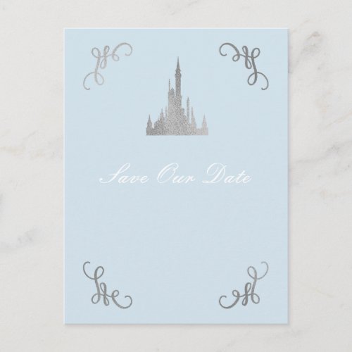 Silver  Blue Storybook Princess Save the Date Postcard