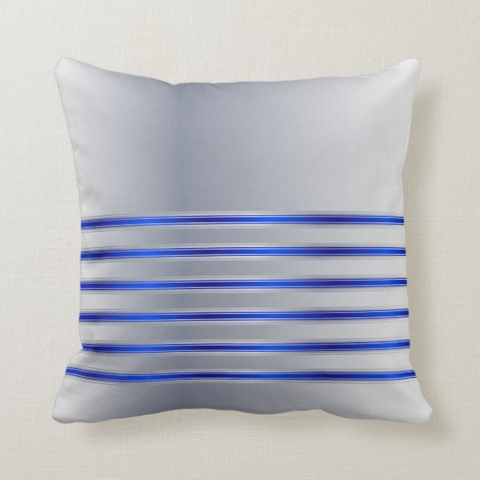Silver Blue Stripes Lumbar & Throw Pillows