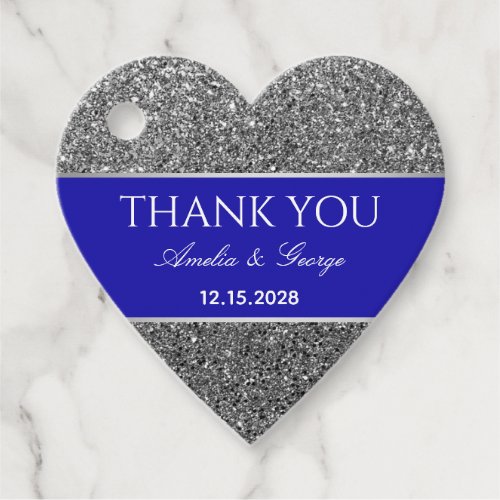 Silver Blue Thank You Favor Tags
