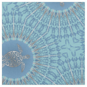 Silver Blue Turtle Animal Fabric