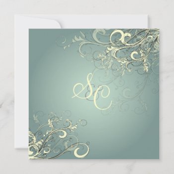 Silver Blue/vanilla Swirls Wedding Invitations by custom_stationery at Zazzle