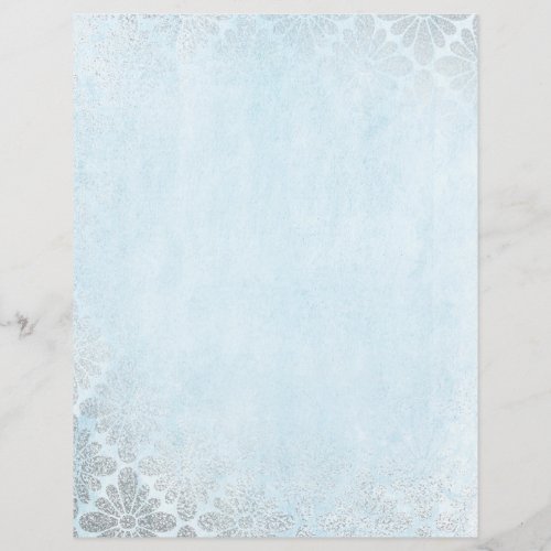 Silver  Blue Vintage Pattern Paper