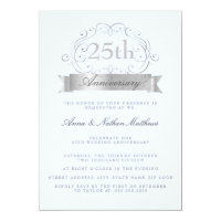 Silver & Blue Wedding 25th Anniversary Invitations