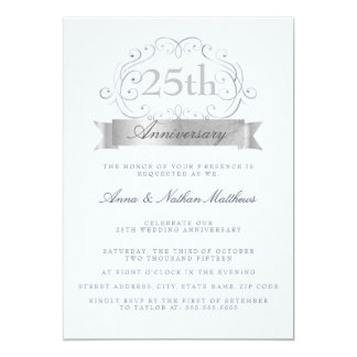 Silver & Blue Wedding 25th Anniversary Invitations