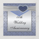 Silver Blue Wedding Anniversary Party Invitation