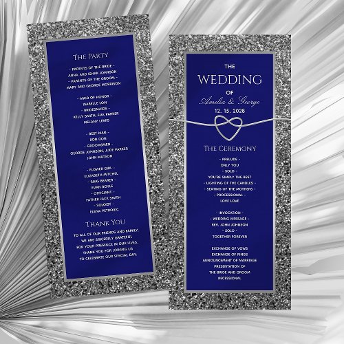 Silver Blue Wedding Program