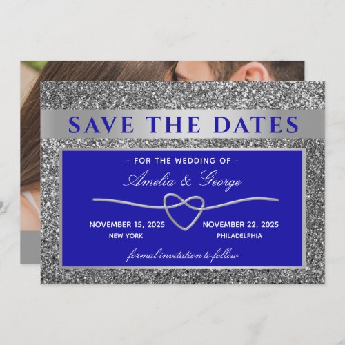 Silver Blue Wedding Save The Date