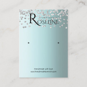 Silver blue White glitter jewlery display Business Card
