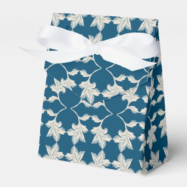 Silver Blue Winding Leaves Favor Boxes (Front Side)