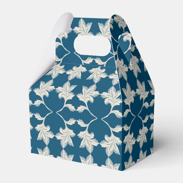 Silver Blue Winding Leaves Favor Boxes (Front Side)