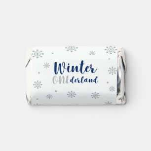 Silver & Blue Winter Onederland Boy 1st Birthday H Hershey's Miniatures