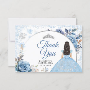 Silver Blue Winter Snowflake 15 Anos Thank You Card