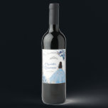 Silver Blue Winter Snowflake Mis Quince Wine Label<br><div class="desc">Silver Blue Winter Snowflake Mis Quince Wine Bottle Labels</div>