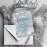 Silver Blue Winter Snowflake Quinceanera