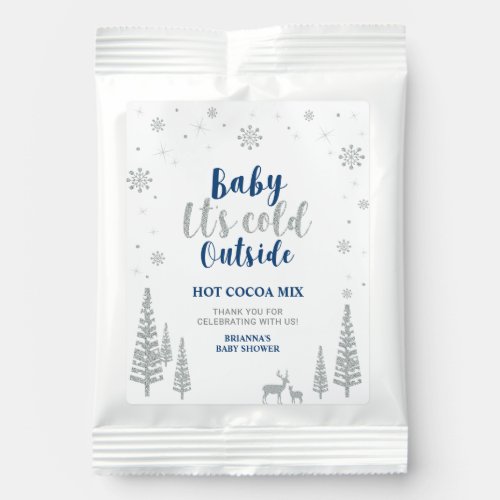 Silver  Blue Winter Wonderland Baby Shower Favor  Hot Chocolate Drink Mix