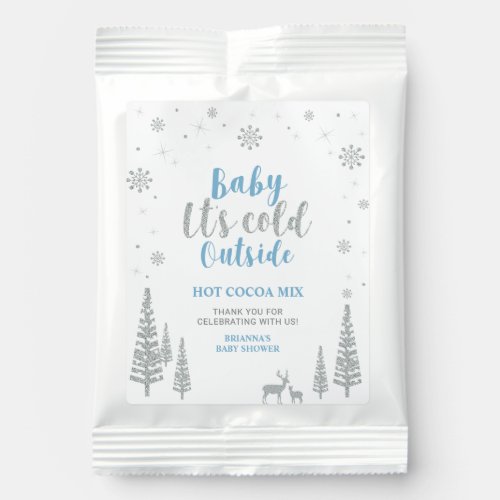 Silver  Blue Winter Wonderland Baby Shower Favor Hot Chocolate Drink Mix
