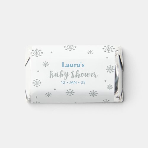 Silver  Blue Winter Wonderland Baby Shower Hershe Hersheys Miniatures