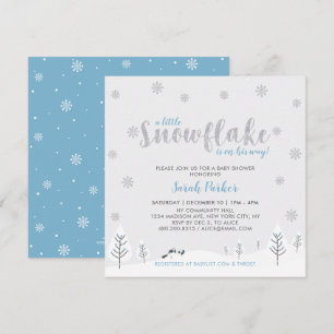Silver & Blue Winter Wonderland Boy Baby Shower Invitation