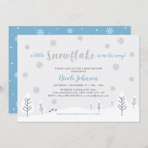 Silver & Blue Winter Wonderland Boy Baby Shower Invitation