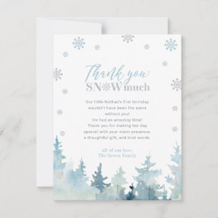 Silver & Blue Winter Wonderland Photo Thank You Card