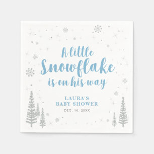 Silver & Blue Winter Wonderland Snow Baby Shower Napkins