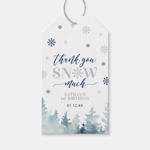 Silver  Blue Winter Wonderland Thank you Favor Gi Gift Tags