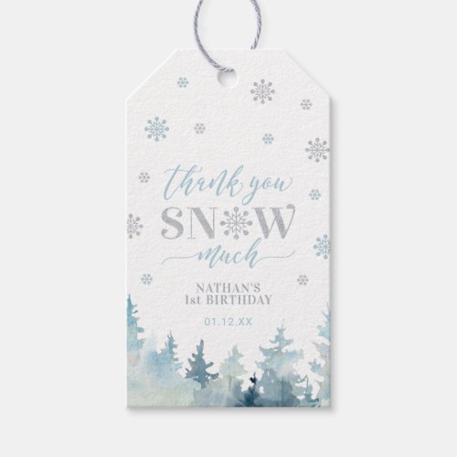 Silver  Blue Winter Wonderland Thank you Favor Gift Tags