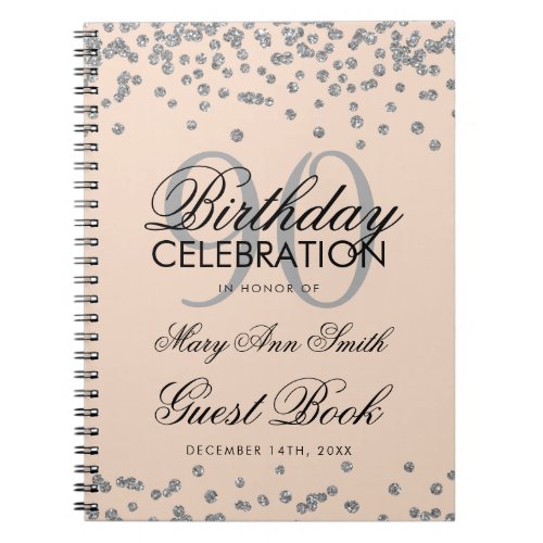 Silver Blush 90th Birthday Guest Book Confetti