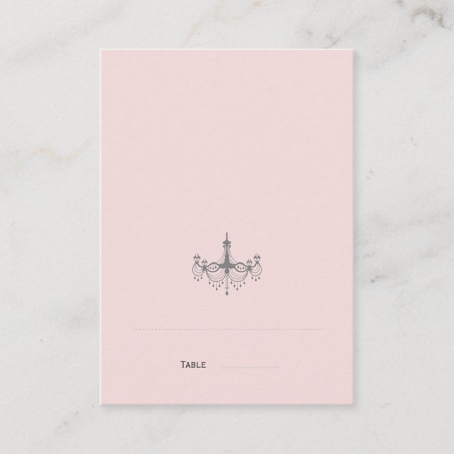 Silver & Blush Chandelier place cards (Front)