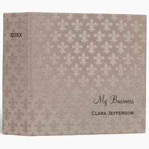 Silver blush fleur de lis metallic pattern 3 ring binder